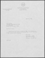 Correspondence between Governor William P. Clements, Jr., and Eric Freeman, April 1982