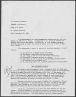 Memo from B.D. Daniel to William P. Clements, Jr., regarding Debate Briefing, September 20, 1982