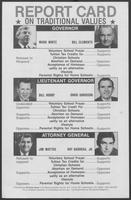 Brochure titled "Report Card on Traditional Values", undated