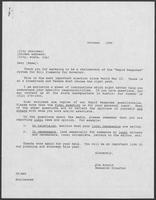 Campaign research materials for Bill Clements for Governor committee "Rapid Response" system, October 1986