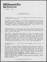 Press release from Bill Clements for Governor titled "Pre-var-i-cate (to stray from the truth)", October 7, 1986