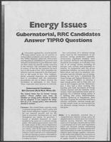 Report titled: Energy Issues: Gubernatorial, RRC Candidates Answer TIPRO Questions, 1986