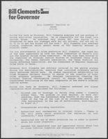 Press release from Bill Clements for Governor titled "Bill Clements' Position on Crime", September 5, 1986