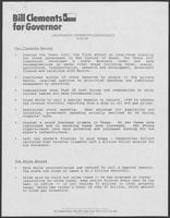 Press release from Bill Clements for Governor titled "Leadership/Integrity/Credibility: The Clements Record/The White record", September 5, 1986