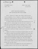News release from office of Governor William P. Clements, Jr., regarding special legislative session considering budget, June 18, 1987