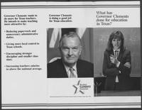 Brochure titled "What has Governor Clements done for education in Texas?"