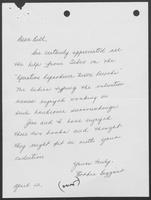 Correspondence between Bobbie Biggart and William P. Clements, April 12-23, 1973
