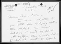 Card from George Bush to William P. Clements and Rita Crocker-Clements, July 9, 1980