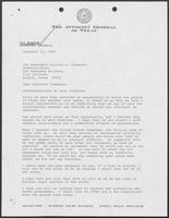 Letter from Jim Mattox (Attorney General of Texas) to William P. Clements, November 11, 1986