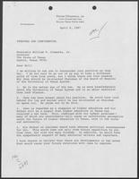 Letter from Peter O'Donnell to William P. Clements, Jr., April 6, 1987