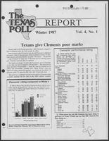 Article titled "Texans give Clements poor marks," Winter 1987