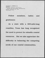 Speech by William P. Clements to the National Governor's Association's Energy and Environment Subcommittee regarding Coastal Resource Regulation, February 26, 1990