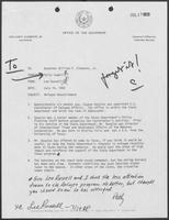 Memo from Lee Russell to William P. Clements regarding Refugee Resettlement, July 15, 1982