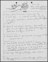 Breakfast meeting memo handwritten by William P. Clements, March 6, 1990