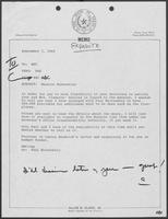 Memo from Allan Clark to William P. Clements regarding Mansion Renovation, September 3, 1980