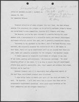 Draft press release from the Office of Governor William P. Clements, Jr. regarding proposed relocation of Cuban refugees into East Texas, January 16, 1981