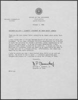 Draft letter regarding Governor William P. Clements' statement on "Born Again" Comment, October 7, 1980