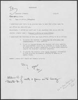 Memo from Doug Brown to William P. Clements Jr. regarding Name of Office/Function, January 23, 1979