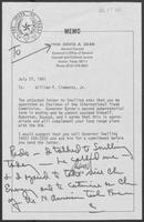 Memo from David Dean to William P. Clements Jr., July 27, 1981