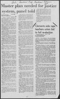 Newspaper clipping headlined "Clements aide raps teacher union bid to foil re-election", August 14, 1982