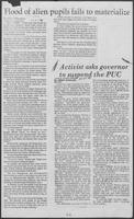 Newspaper clipping headlined "Activist asks governor to suspend the PUC", August 26, 1982