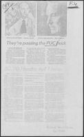 Newspaper clipping headlined, "They're passing the PUC buck," December 29, 1981