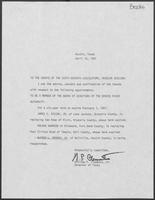 Letter from William P. Clements, Jr. to the Sixty-Seventh Legislature, April 16, 1981