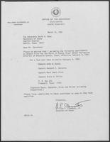 Appointment letter from Governor William P. Clements, Jr., to Secretary of State David Dean regarding recent appointments, March 10, 1982