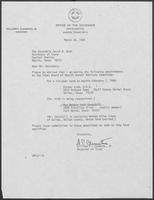 Appointment letter from William P. Clements to the Secretary of State, David Dean, March 26, 1982