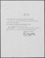 Appointment letter from William P. Clements to the Senate of the 67th Legislature, May 20, 1981