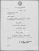Appointment letter from Governor William P. Clements, Jr. to Secretary of State David Dean, January 11, 1983