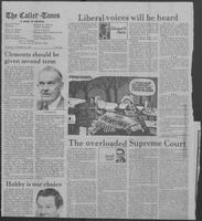 Newspaper clipping headlined, "Clements should be given second term," October 10, 1982