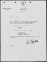 Letter from WIlliam P. Clements to David A. Dean, November 2, 1981