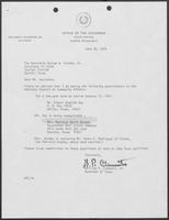 Appointment letter from William P. Clements Jr. to George W. Strake, June 26, 1979