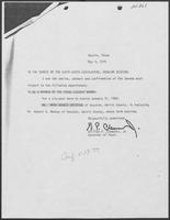 Appointment letter from William P. Clements to Senate of the 66th Legislature, May 3, 1979