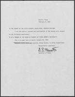 Appointment letter from William P. Clements to Senate of the 67th Legislature, February 9, 1981