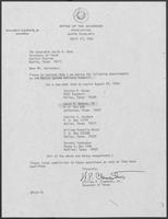 Appointment letter from William P. Clements Jr. to David Dean, April 27, 1982