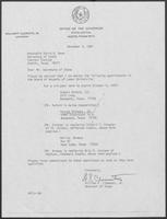 Appointment letter from William P. Clements Jr. to David Dean, December 3, 1981