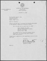 Appointment letter from William P. Clements Jr. to David Dean, September 10, 1982