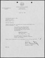 Appointment letter from William P. Clements to Secretary of State, David Dean, August 30, 1982