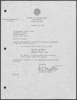 Appointment Letter from William P. Clements to David Dean, November 17, 1981