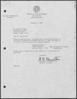 Appointment Letter from William P. Clements to David Dean, December 3, 1981