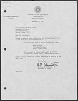 Appointment Letter from William P. Clements to David Dean, December 3, 1981