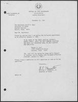Appointment Letter from William P. Clements to David Dean, December 22, 1981