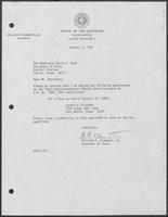 Appointment Letter from William P. Clements to David Dean, January 6, 1982