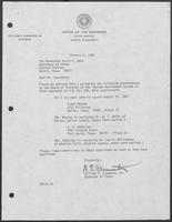 Appointment letter from William P. Clements to Secretary of State, David Dean, January 6, 1982