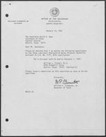 Appointment Letter from William P. Clements to David Dean, January 15, 1982