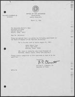 Appointment Letter from William P. Clements to David Dean, March 12, 1982