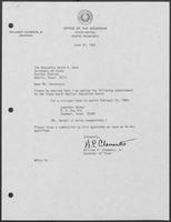 Appointment Letter from William P. Clements to David Dean, June 29, 1982