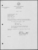 Appointment Letter from William P. Clements to David Dean, August 3, 1982
